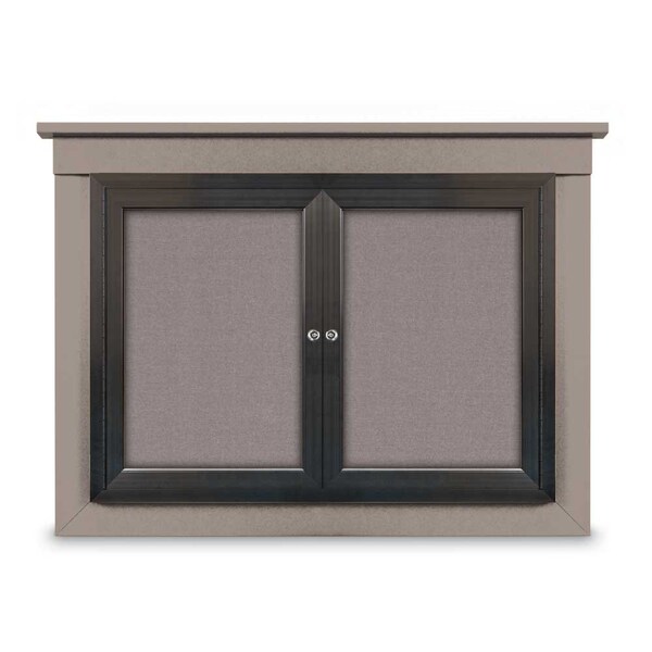 24"x36" 1-Door Enclosed Letterboard, White Vinyl/Walnut